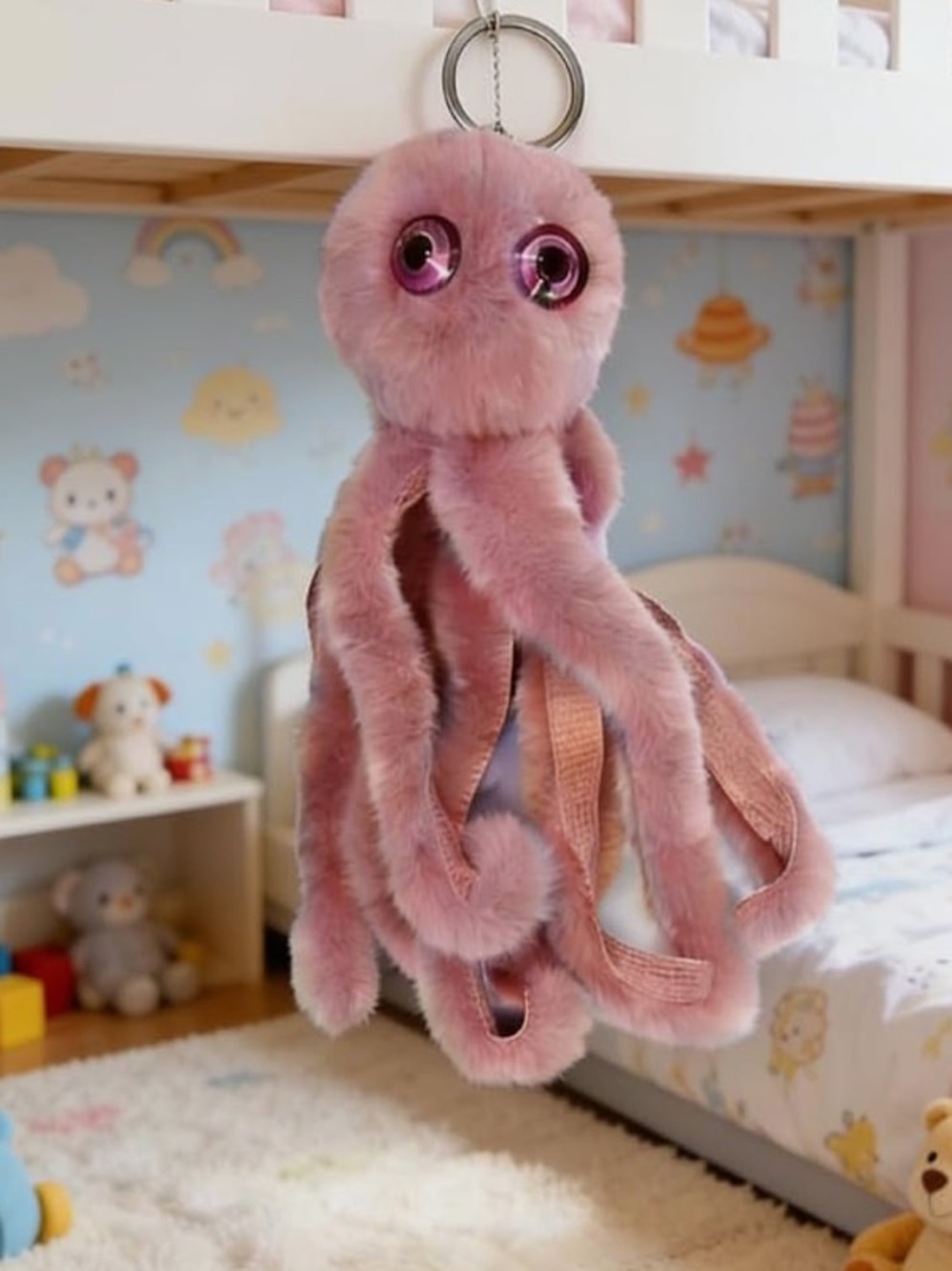 NWT No Label Pink Plush Octopus Keychain